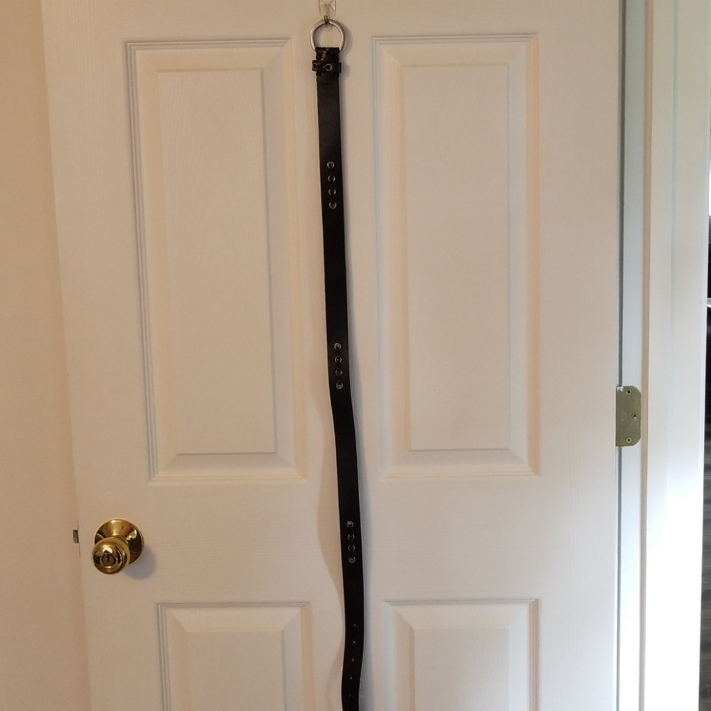 Leather belt with silver accents